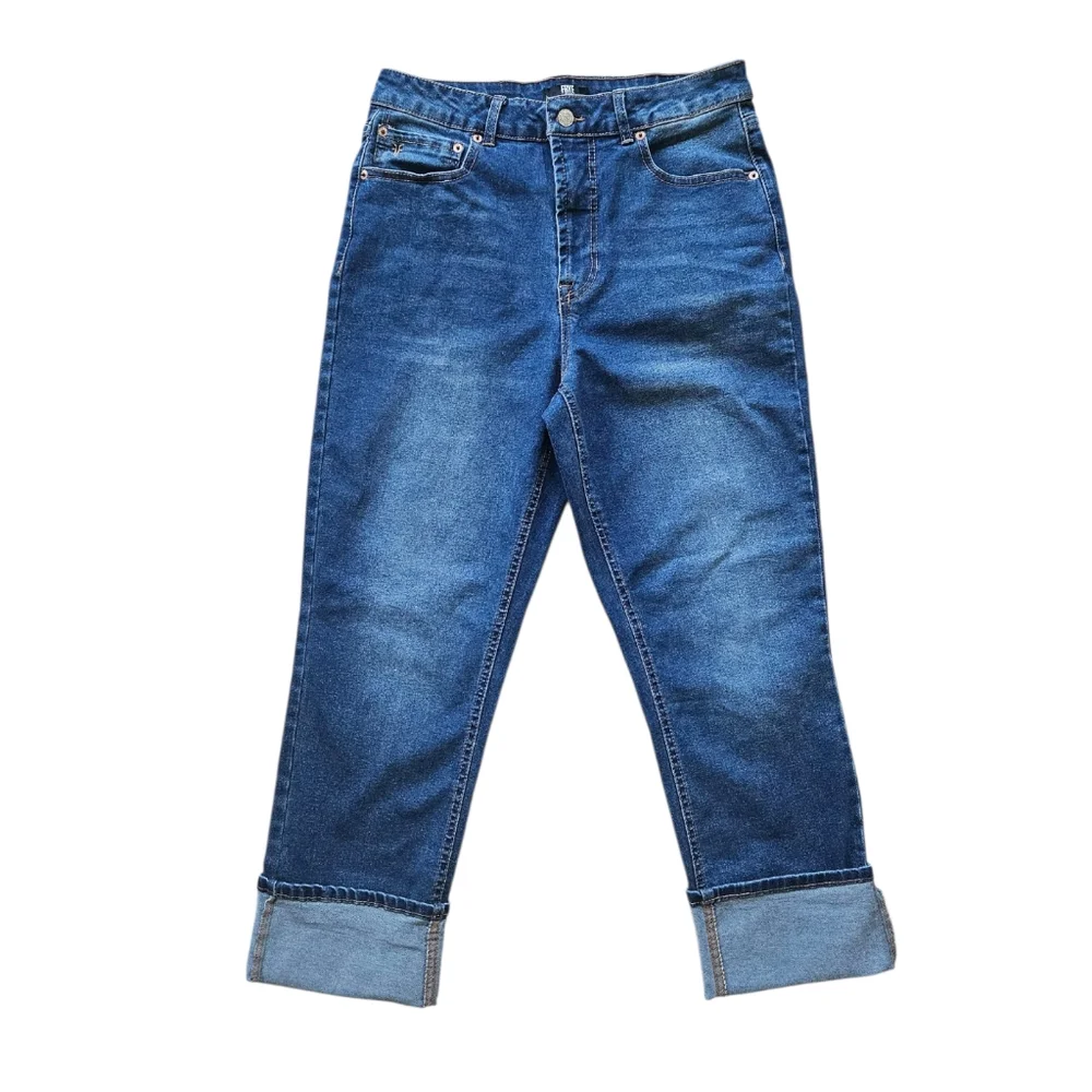 FRYE Womens High Rise Straight Leg Cuffed Crop Blue Jeans Size 8/29 - Picture 4 of 10